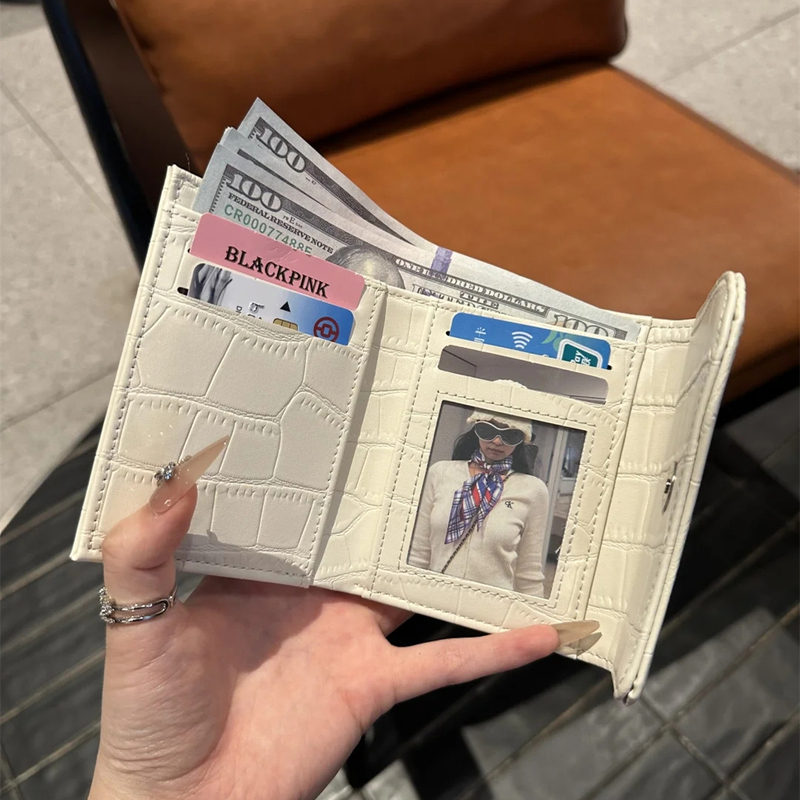 Korean-style stone-patterned short wallet for women, multifunctional card holder, new high-end foldable multi-card slot leather wallet Korean-style stone-patterned short wallet for women, multifunctional card holder, new high-end foldable multi-card slot leather wallet