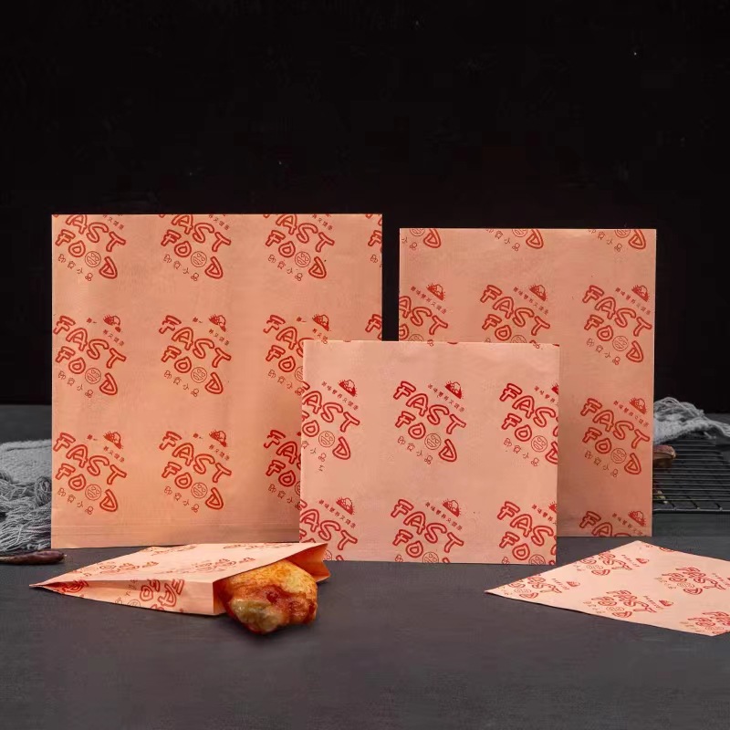 牛皮紙袋即食小品炸雞袋燒烤炸串雞叉骨燒烤烤雞腿打包防油紙袋子