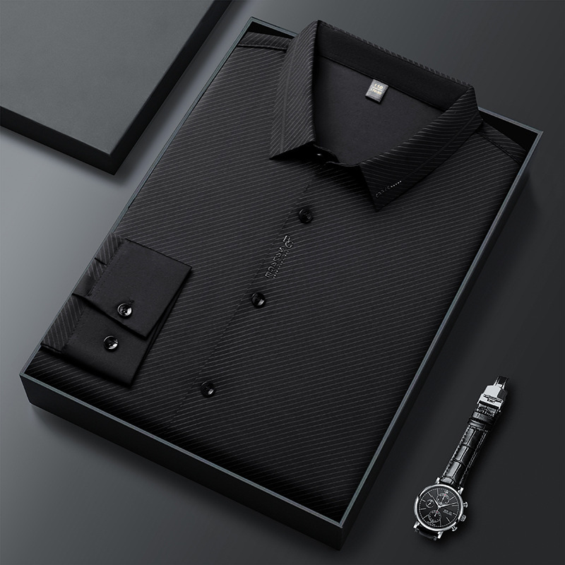 Seamless High-End Men's Long-Sleeve Shirt 2026 New Model for Middle-Aged Men Business Casual Silk Non-Iron Shirt Seamless High-End Men's Long-Sleeve Shirt 2026 New Model for Middle-Aged Men Business Casual Silk Non-Iron Shirt