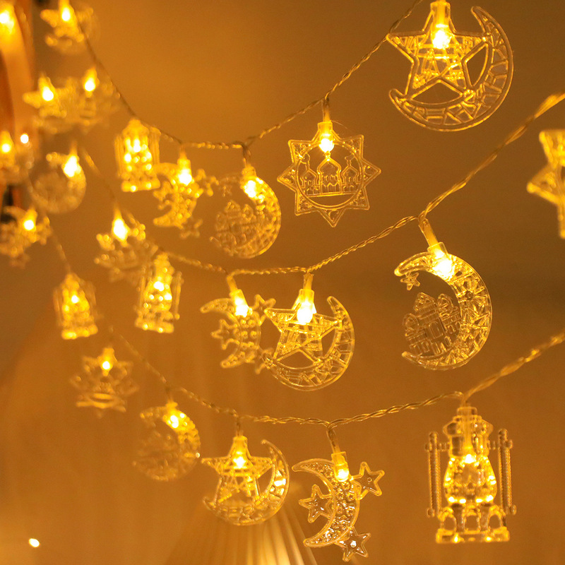 Cross-border LED Moon Star Light String Star Moon Decoration Light Middle East Festival Atmosphere Layout Castle Palace Lights