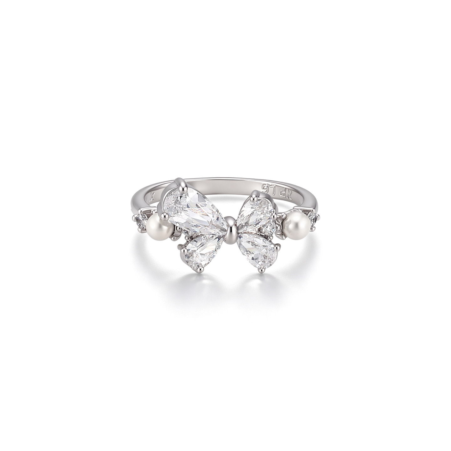 Xuping dulce suave anillo de mariposa de viento aleación de cobre chapado blanco nicho japonés y coreano ins anillo de viento joyas al por mayor