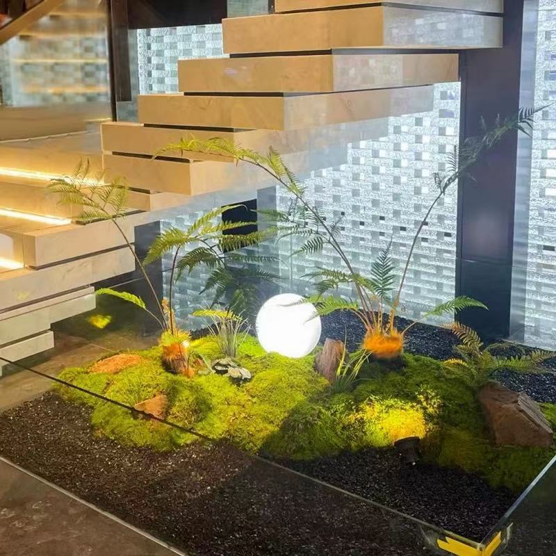 模擬緑の植物、ゴールデンシルクヘッドシダ、鉢植え、中国風の芸術的インスピレーション、リビングルーム、偽の緑の植物、装飾、造園、禅の装飾品|undefined