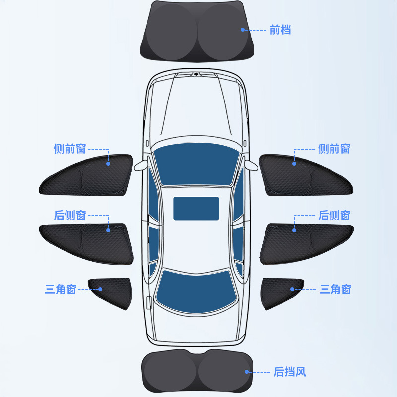 Car Sunshade Curtain with High Light Blocking, Sun Protection, and Heat Insulation, Six-Layer Thickened Side Window Sunshade, Specifically Designed for Car Windows