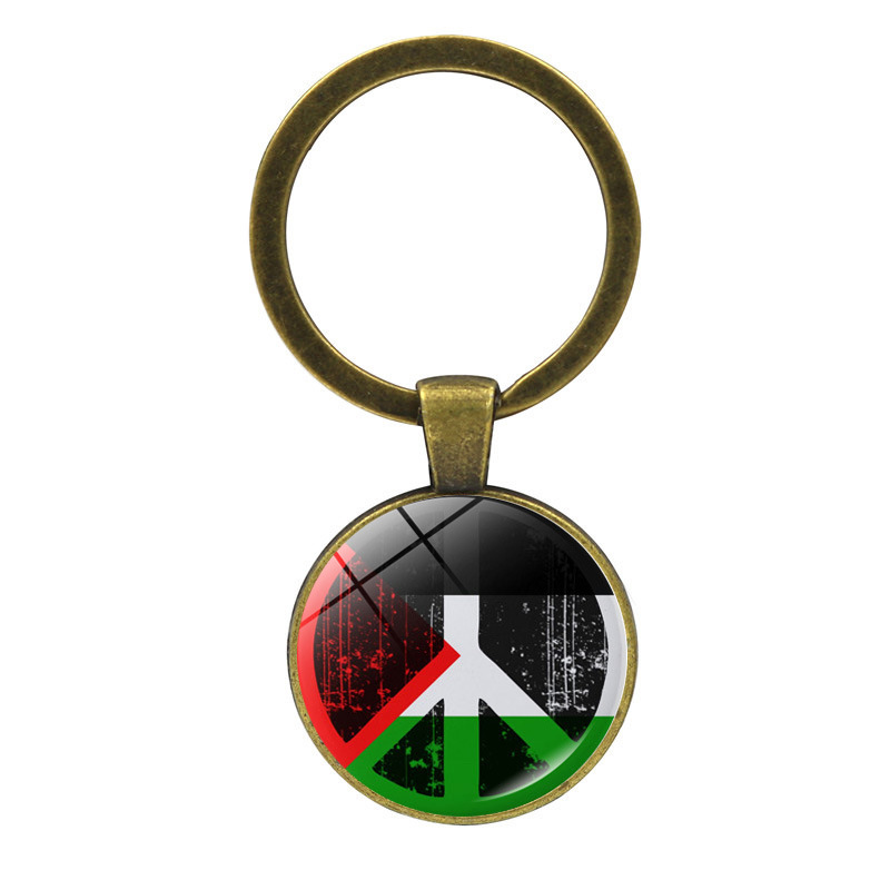 Llavero colgante de cristal de la bandera palestina Palestina anti-guerra paz colgante llavero
