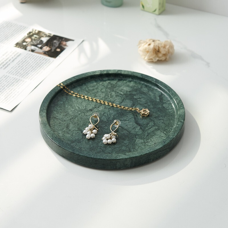 European-style Mediterranean-style Emerald Green Marble Tray High-end Bathroom Washstand Storage Box Storage Tray