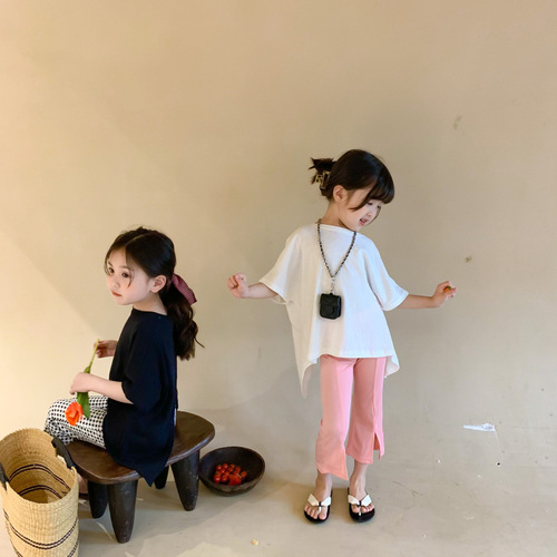 Tong T2024 Xiaomeng summer new style back slit design T-shirt baby fashion casual short sleeve