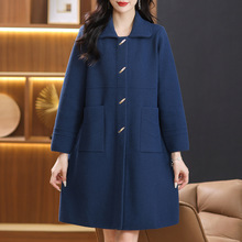 时尚中长款毛呢外套女装2025秋冬中年妈妈高级感显瘦气质呢子大衣