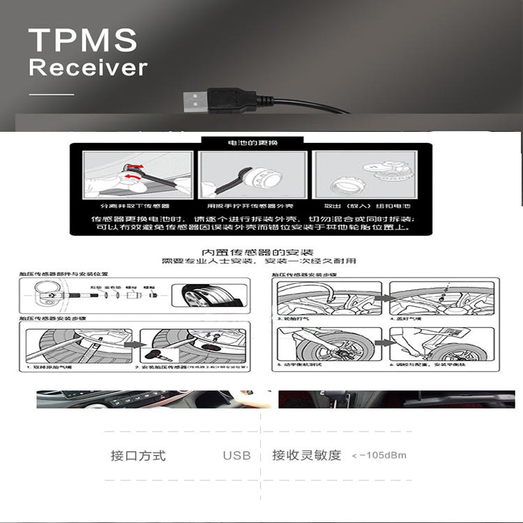 USB Tire Pressure Monitor Tpms Android Large Screen Dedicated Air Pressure Detection Android Navigation Screen Receiver Public Model