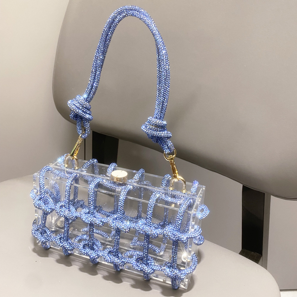 Bolso de mujer transfronterizo europeo y americano bolso de cena de diamantes de imitación brillante acrílico hecho a mano bolso de mujer Comercio exterior bolso de mujer