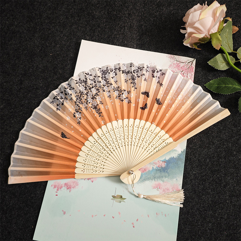  Abanico plegable de estilo antiguo - Para hombre/mujer, abanico de baile clásico, accesorio para fotografía de trajes antiguos/Hanfu, abanico plegable hecho a mano al estilo chino