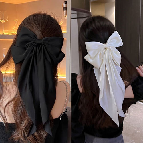 Super fairy temperament hairpin streamer bow spring clip hair accessory Yang Zi same style large retro hairpin back of the head