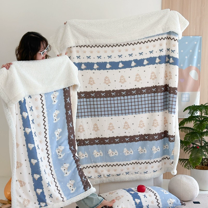 Новое Cartoon Milk Velvet Lamb Velvet Blanket Autumn and Winter Thickened Nap Blanket Office Lunch Break Air Conditioning Velvet Blanket Cover