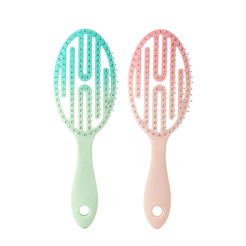 Peine de hueso hueco degradado rosa Peine de cojín de aire esponjoso con cabeza de cráneo alto Peine de masaje de airbag de cabello rizado anti-largo en el hogar para damas