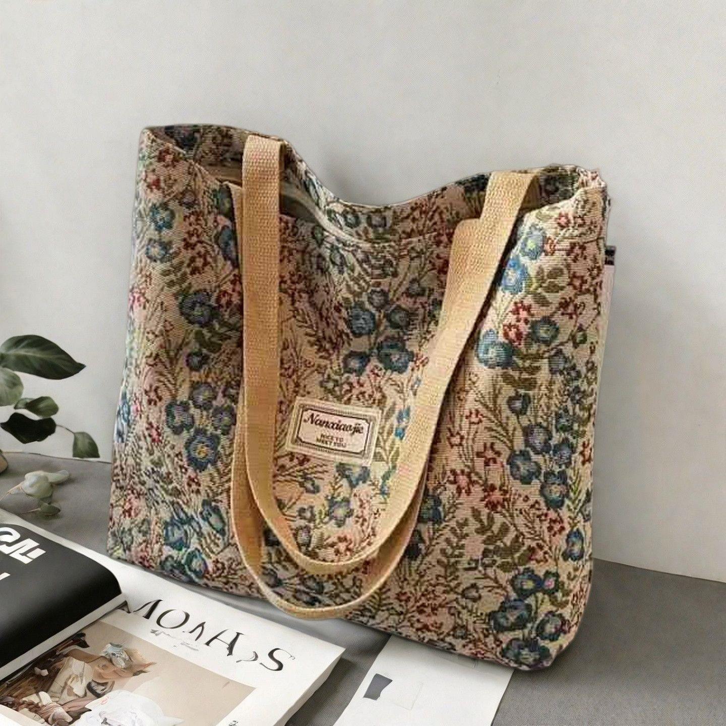 定制大容量单肩手提袋女2025新款ins帆布托特包上班开学手提包通