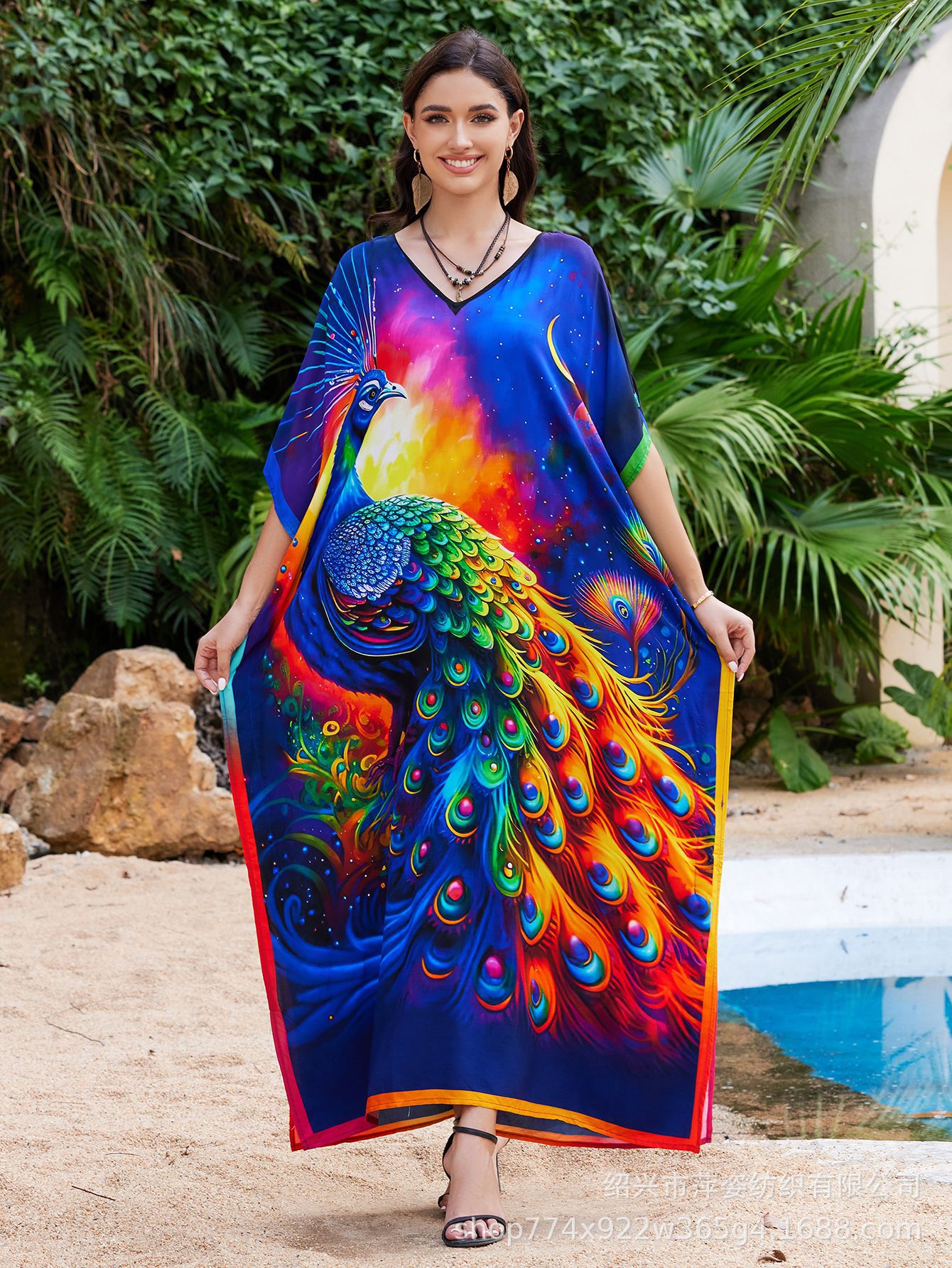 2025 nuevo algodón impresa camisa de playa vestido de vacaciones suelto bikini camisa trajes de baño mujeres AT612