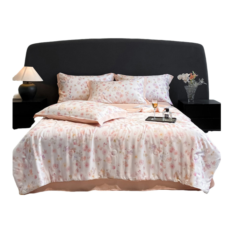 Juego de cuatro piezas de edredón fresco de verano de Tiansi, ropa de cama de seda de hielo de lujo ligero, ropa de cama de edredón