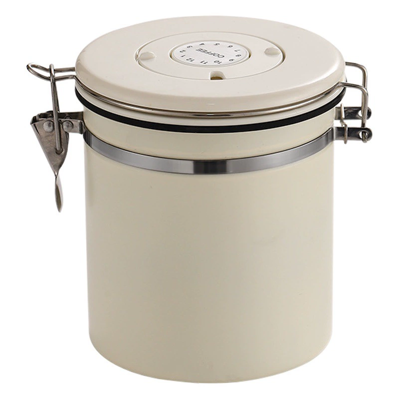 Герметичная банка из нержавеющей стали 304, кофейные зерна, сухофрукты и зерна, утолщенная банка для хранения с ложкой, выпускным клапаном, банка для хранения свежести.