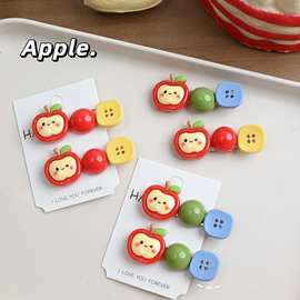 卡通表情纽扣发夹甜美可爱苹果糖豆刘海侧边夹碎发儿童发卡发饰