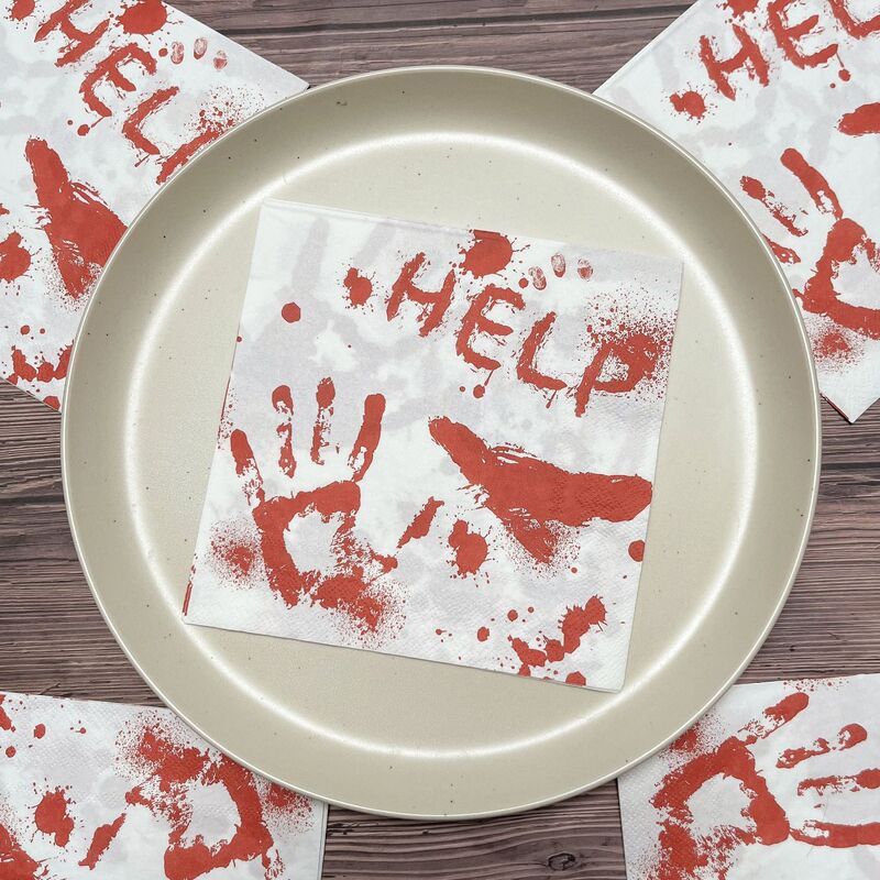 Spot Halloween Party Paper Towel Red Handprint Halloween Disposable Placemat Double-layer Printed Napkin