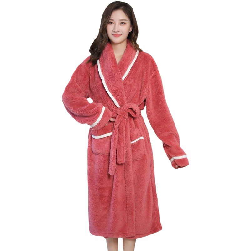 Coral fleece pijamas para las mujeres 2024 nuevo otoño y el invierno de felpa diseño sentido ropa hogar camisón engrosada Albornoz caliente