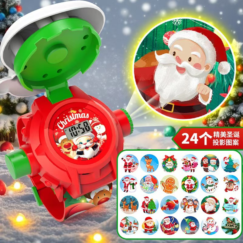 Explosiones transfronterizas de proyección de linternas de Navidad para niños relojes juguetes en línea celebridad de Navidad puestos de productos al por mayor