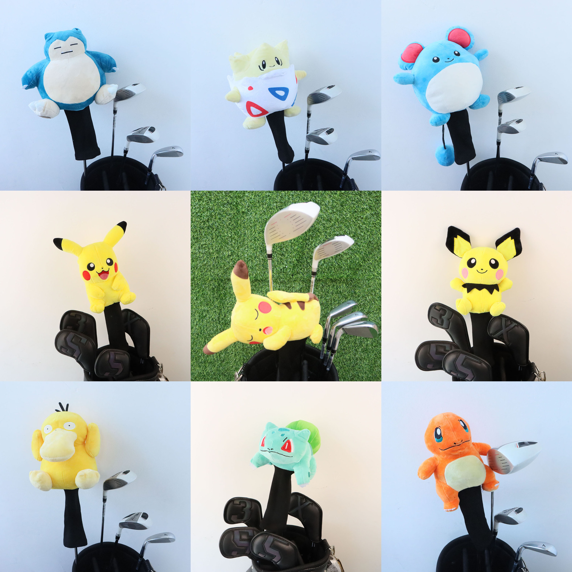 ปลอกหุ้มไม้กอล์ฟลายการ์ตูนรูปสัตว์ ปลอกหุ้มไม้กอล์ฟเนื้อผ้านุ่ม สำหรับไม้กอล์ฟประเภท 1, 3 และ 5 พร้อมฝาครอบหัวไม้ลายการ์ตูน