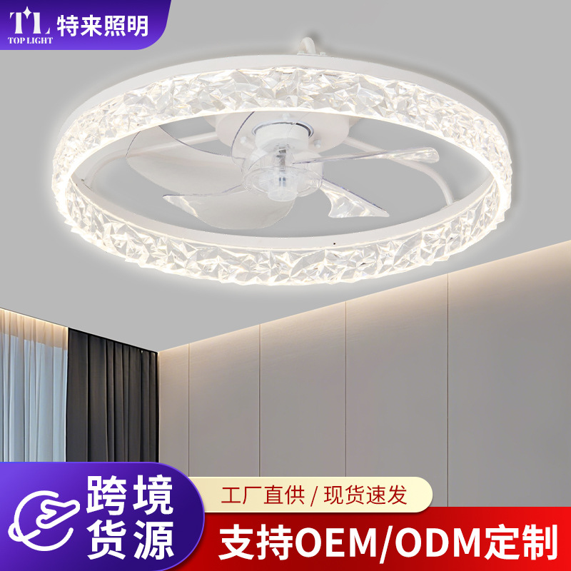 Ventilador de Techo Invisible con Luz de Acrílico, Silencioso con Control Inteligente para Dormitorio y Sala de Estar