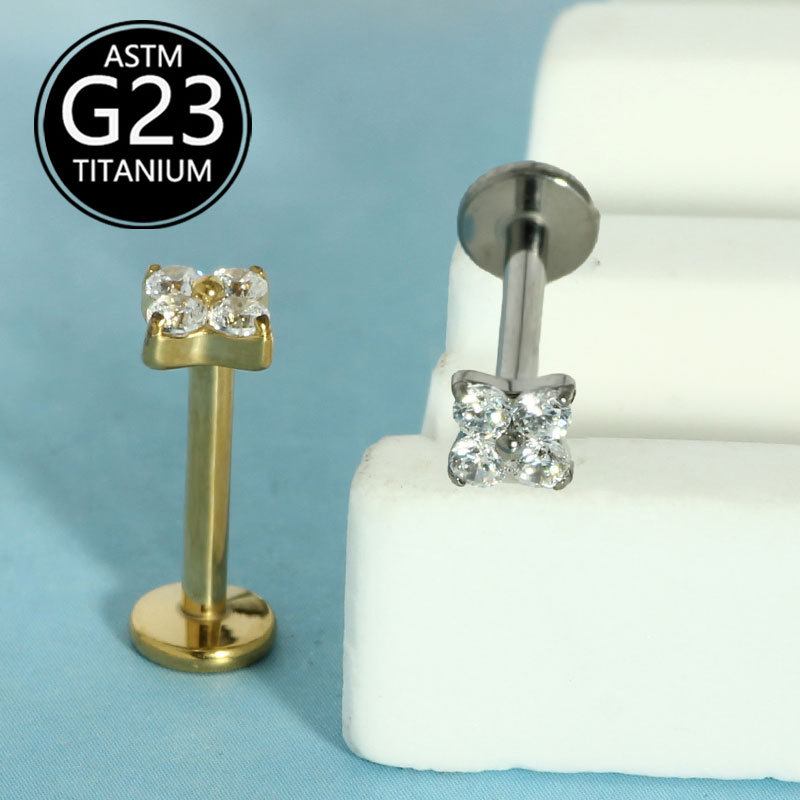 Pointed titanium steel lip stud product view