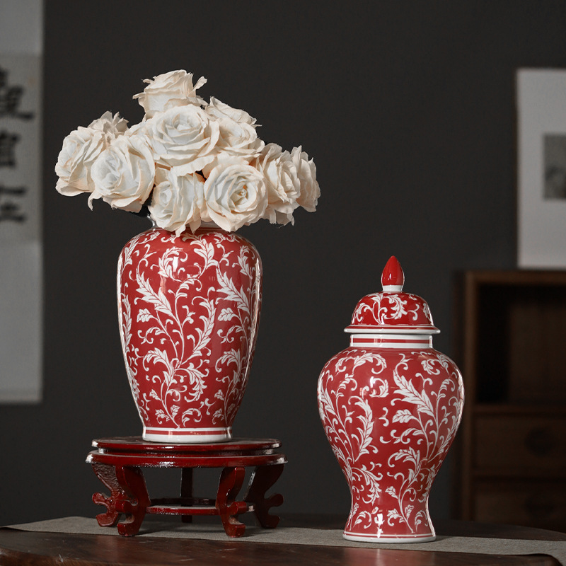 Jingdezhen bəzəkli keramika vaza, qonaq otağı üçün