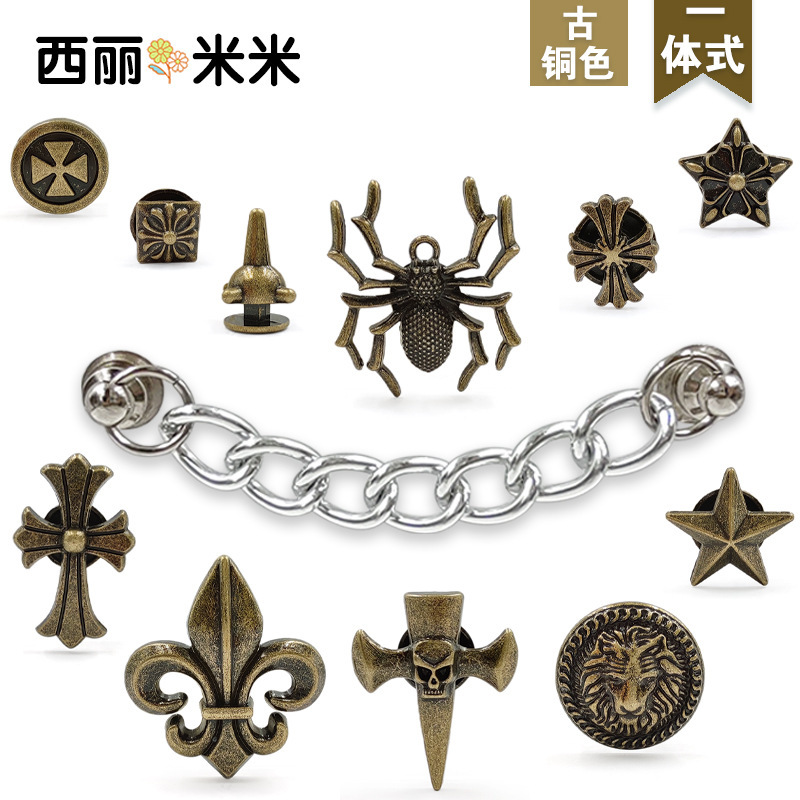 New Gold and Silver Gun Copper Spider Chain Series Retro Punk Elegant Style One-piece Cave Shoes Accessories