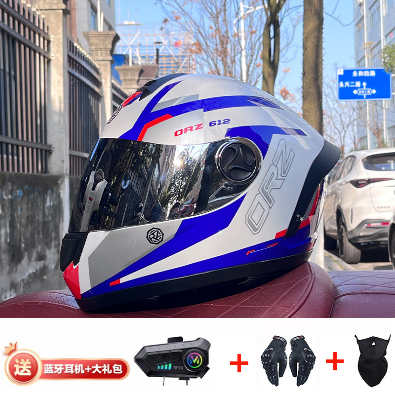 Bluetooth cross-border casco de motocicleta casco completo hombres y mujeres invierno cálido seguridad Four Seasons Knight coche eléctrico casco completo