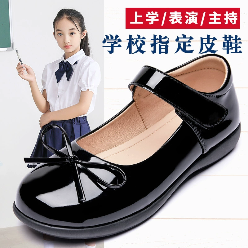 Детская кожаная обувь черная весна 2025 новая мягкая подошва