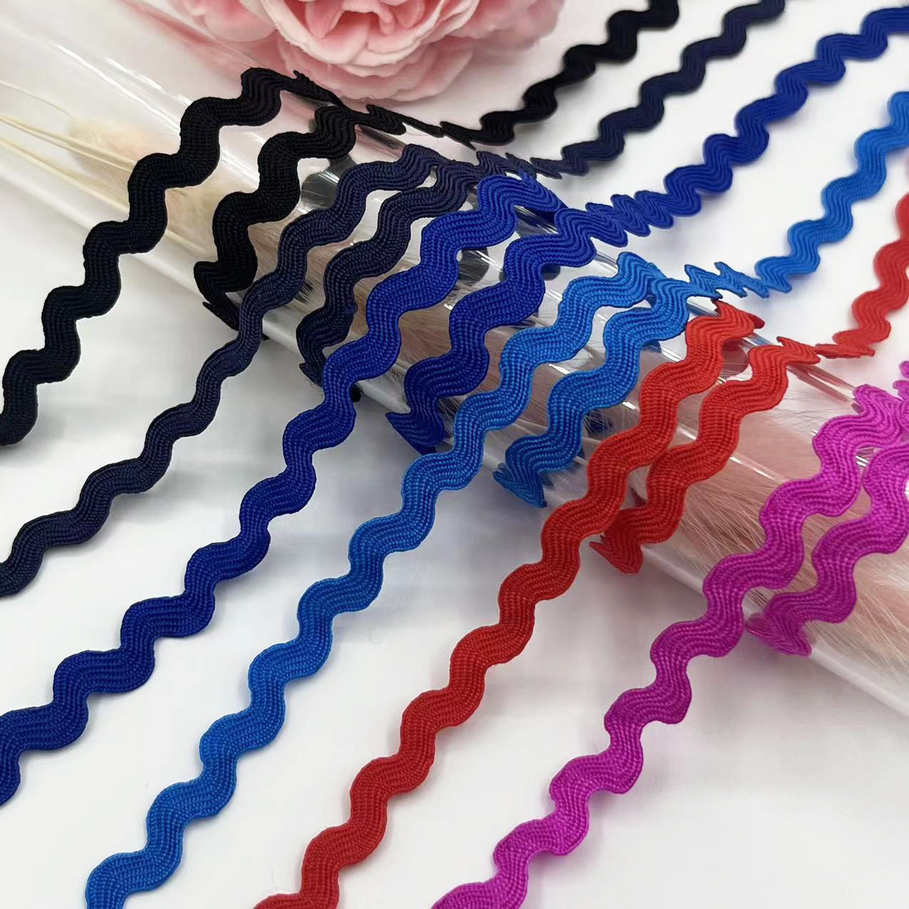 5mm onda de color sólido en forma de S borde curvo de encaje cortina de cinta sombrero ropa para niños accesorios de boda accesorios de ropa en stock