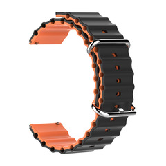 22mm雙色海洋錶帶適用華為手錶watch3 gt小米手錶撞色硅膠錶帶