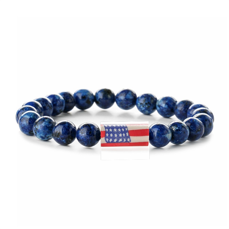 Europa y Estados Unidos transfronterizos banderas de ágata de piedra turquesa línea elástica cuentas pulseras pulseras pulseras de regalo para hombres y mujeres