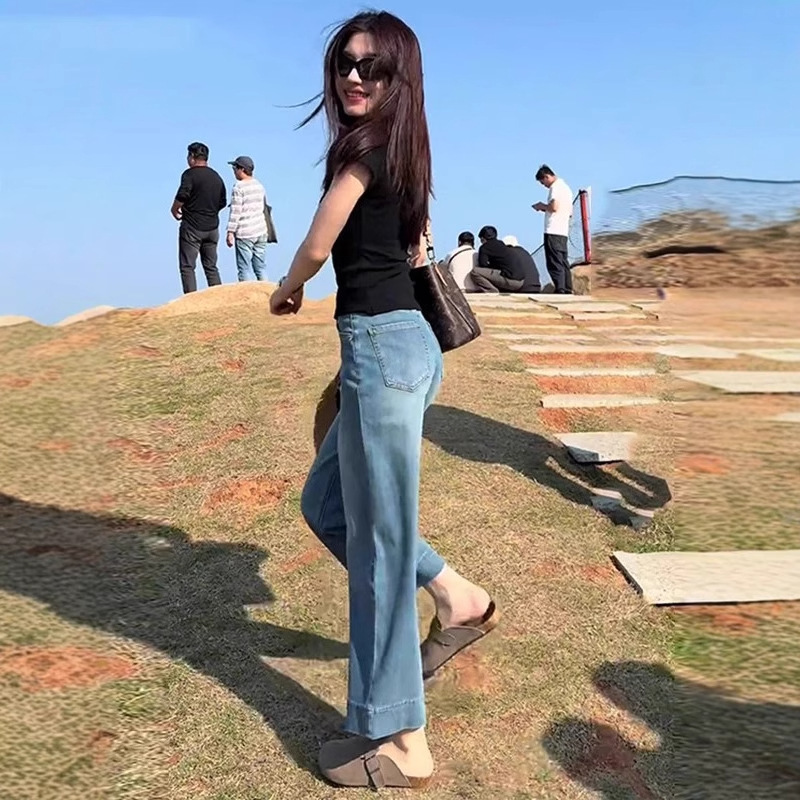 Tencel Lyocell Straight-Leg Cropped Jeans for Women, Summer Thin Style, 2026 New Model, Loose Fit, Slimming Casual Wide-Leg Pants Tencel Lyocell Straight-Leg Cropped Jeans for Women, Summer Thin Style, 2026 New Model, Loose Fit, Slimming Casual Wide-Leg Pants