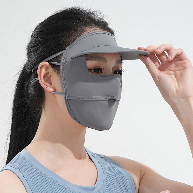 Máscara de protección solar de cara completa para damas cara de verano máscara de sombrero de Gini máscara de seda de hielo anti-ultravioleta todo en uno máscara transpirable