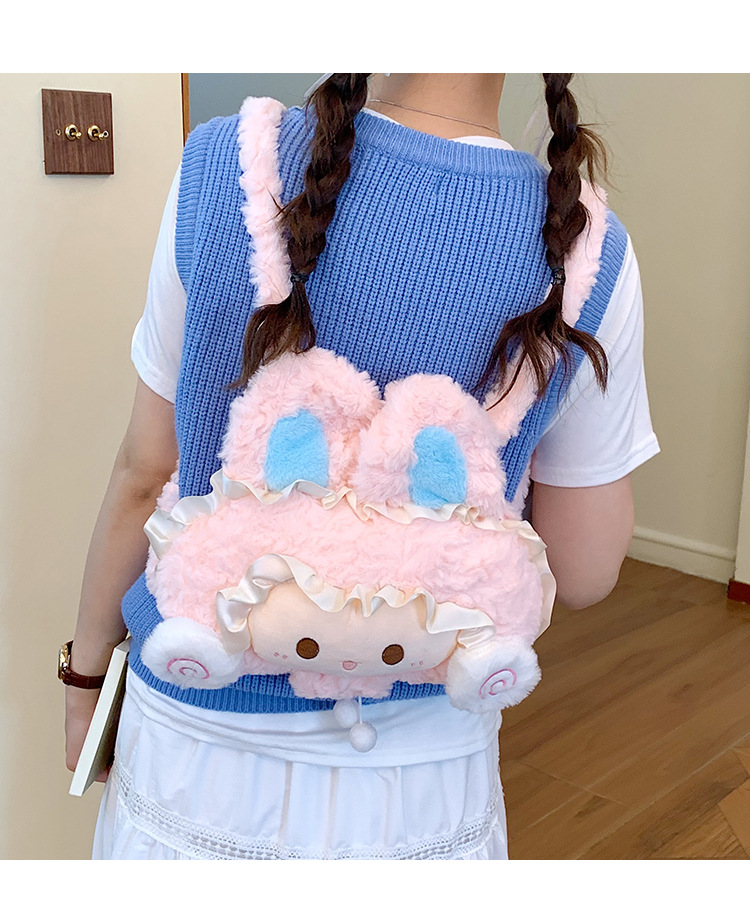 2026 Frühjahrskollektion modischer minimalistischer Trend-Freizeitrucksack mit cartoon-Plüsch süßem Rucksack für Damen