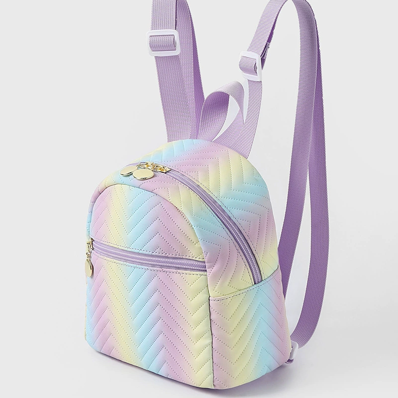 Mini backpack shoulder bag, compact multicoloured design, quilted, 18×19×10 cm