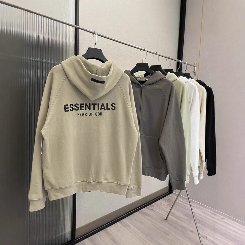 Fog Multi-Line Essentials Trendy Hooded Zipper Sweatshirt High Street Loose American Jacket Hoodie