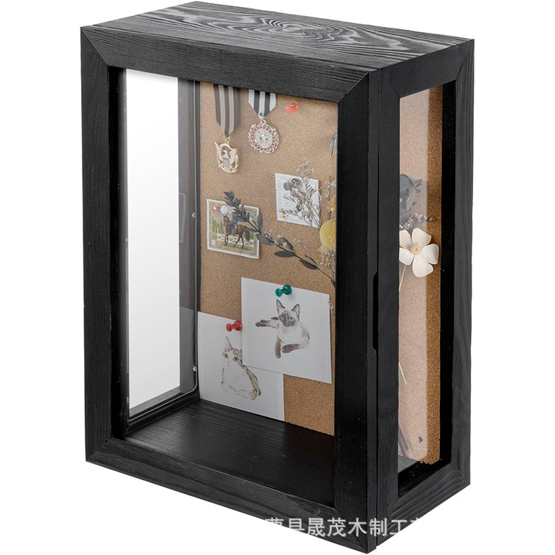 Wall-Mounted Wooden Shadow Box Solid Wood Acrylic Display Box Plant Specimen Dried Flower Photo Frame Collection Storage Cabinet