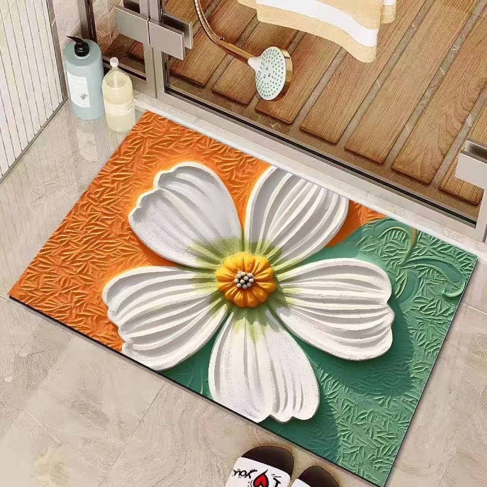 Alfombrilla antideslizante de barro de diatomeas con visión estereoscópica 3D, alfombrilla absorbente de secado rápido para baño, alfombrilla para puerta de baño, alfombrilla para puerta de entrada
