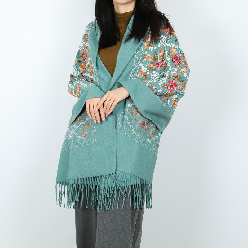 2024 nuevo invierno estilo nacional de invierno bufandas de cachemira flor de caju decoración cálida