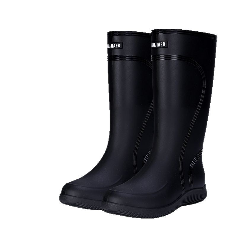 High-end Men's Rain Boots With Adjustable Cuff, Waterproof And Rainproof, Long Tube, Non-slip, Work Rubber Shoes,_voghion.com