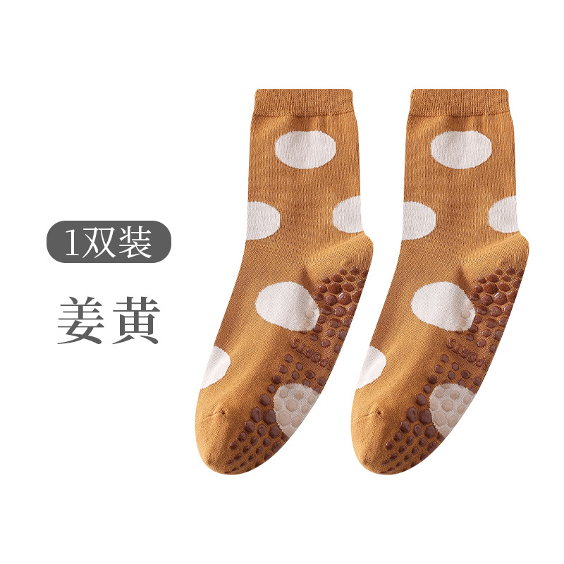 여성 면 중목 요가 양말 레트로 빅도트 필라테스 항균 탈취 사계절 삭스