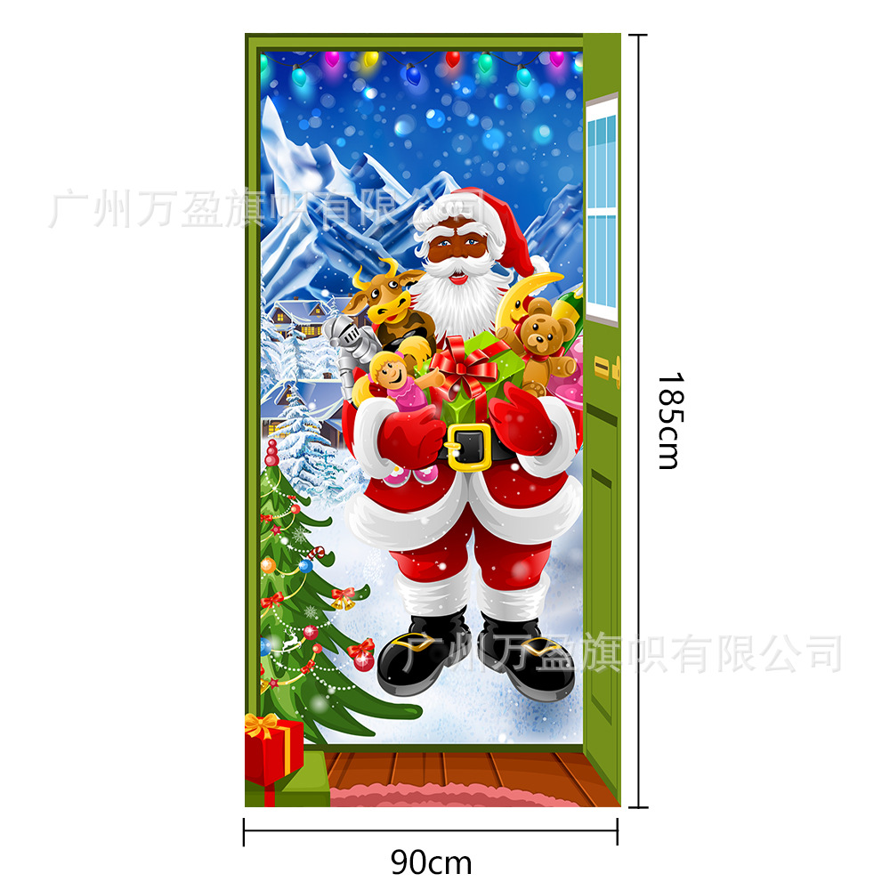 2025 nuevos productos de navidad cortina de bandera Santa Claus para ver la hoja de regalo decoración de tela colgante Bandera de bienvenida de Navidad