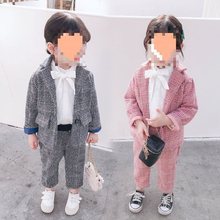 女童西装套装2023新款时尚春秋女宝西服两件套韩版女宝宝春装洋气