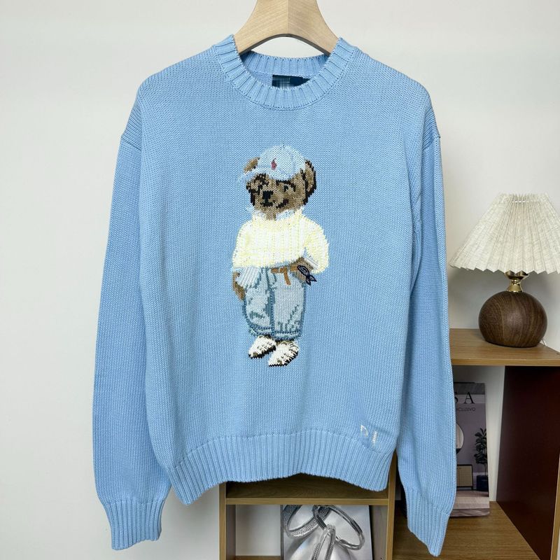High-Quality/Scanable Bear 25 Years Autumn/Winter New Pure Cotton Heavy Embroidery Crew Neck Sweater Knit Women's Clothing