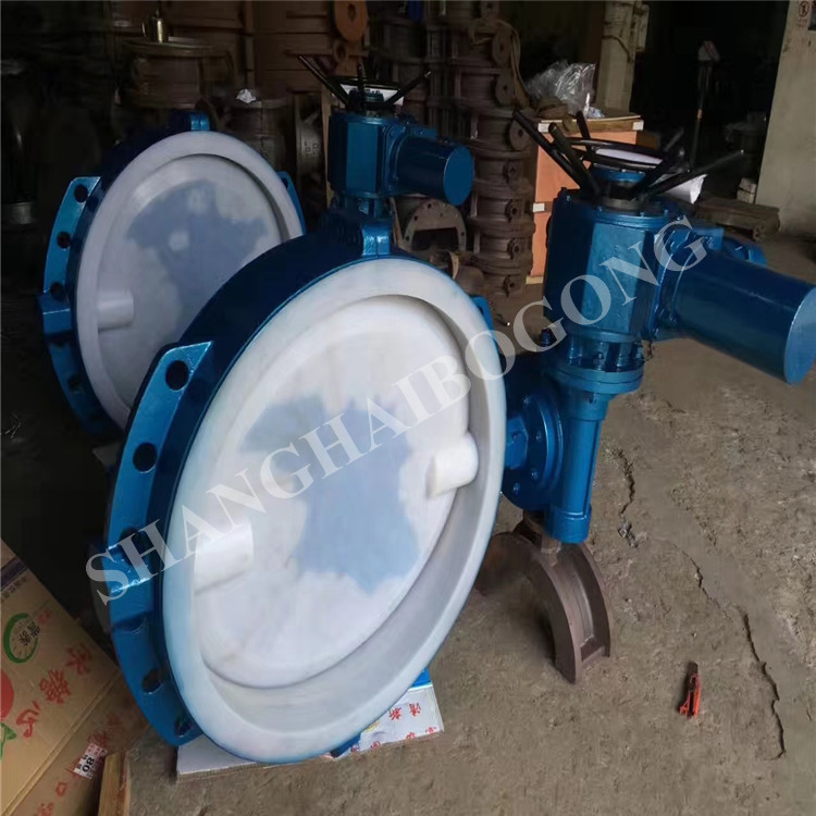 D71F4-10 手柄四氟对夹蝶阀 铸铁无销氟橡胶蝶阀 软密封