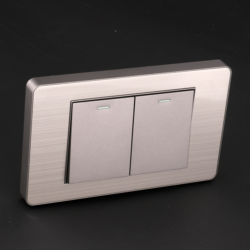 15A panel de metal de acero inoxidable gris dibujado tres agujeros Taiwan fabricado en Estados Unidos enchufe de pared conmutador suministro directo